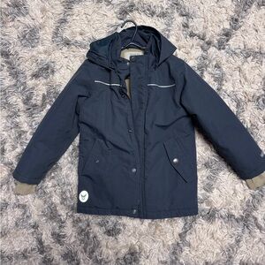Wheat Kids Navy Blue Hooded Jacket